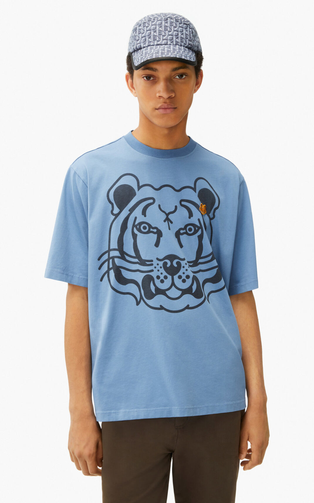 Kenzo K Tiger oversized Camisetas Hombre Azules | 7093125-LQ